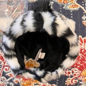 Eskimo Kids brand Faux Fur Zebra-Print Hat - Black & White